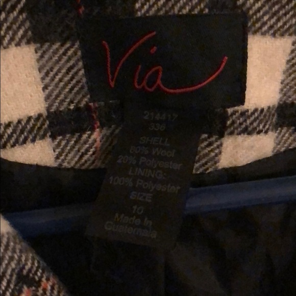 Via (Victoria’s Secret) Plaid Pea Coat - Picture 3 of 4